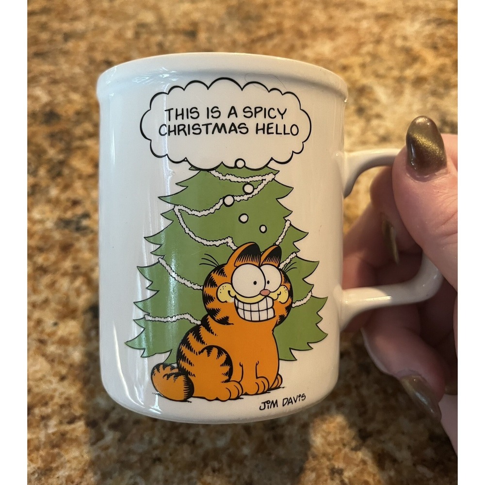 Enesco GARFIELD Spicy Christmas Hello Mug 1978 Seasoned Greetings Vintage Primo